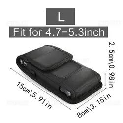 Durable Vertical Nylon Phone Holster with Belt Clip and Wallet Storage (L(for 4.7 - 5.3inch))