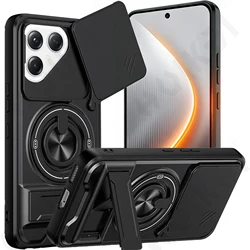 Matte Black Slide Camera Anti - Shock Ultra Thin Case for Tecno Pova 7 Pro 5G (Black)
