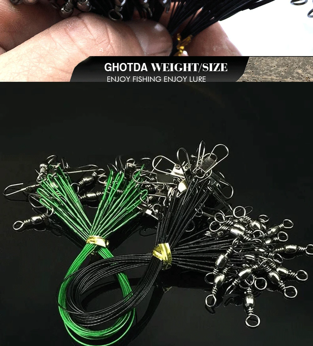 60PCS Steel Wire Leader with Swivel 15/20/25CM Anti Bite Steel Fishing Line  Fishing Accessory Lead Core Leash Fishing Wire - AliExpress