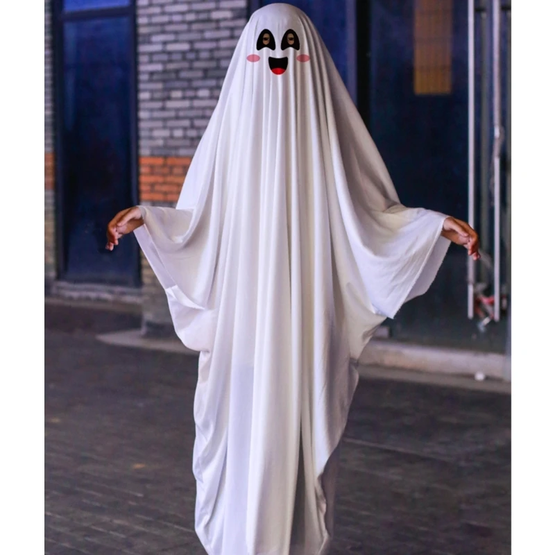 

White Ghostes Face Cloak Cape Halloween Party Cosplay Robe Ghostes Costume Cape