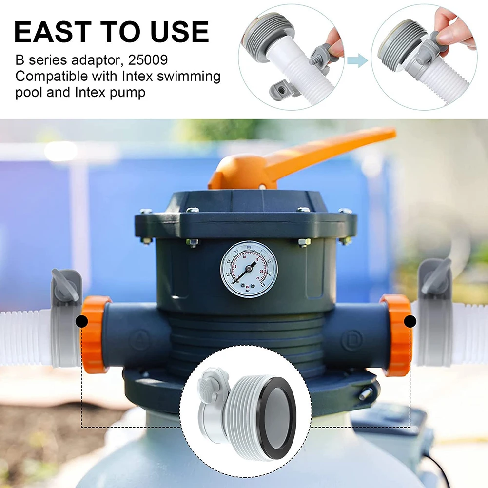 Pool Pump Replacement Hose Pool Hose Coupling Pool Inlet Connection Kit Pool Filter Pump Adapter Pool Hose Adapter for Sand Pump Replacement Hose Adapter Pool Pump Part with Plunger Valve for Intex Swimming Accessories