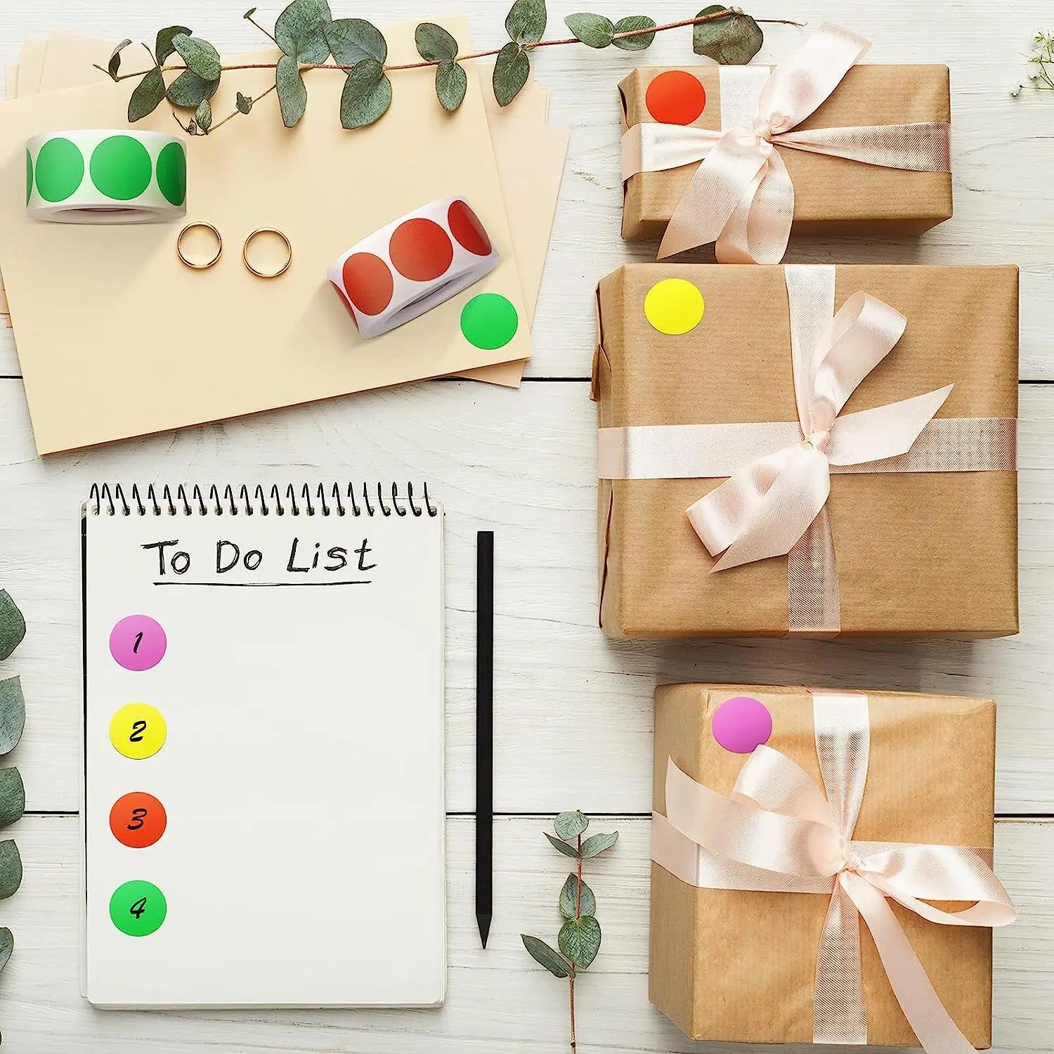 사무실용 컬러 원형 도트 스티커, 탈착식 컬러 코드 도트 스티커, 라벨 롤 라벨 스티커, 2000 개