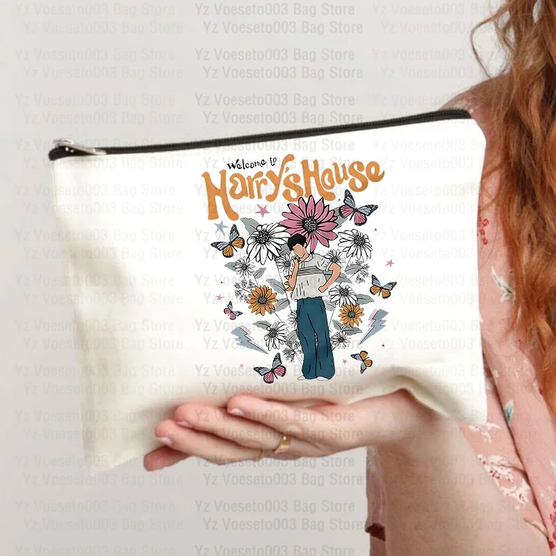 Harry\'s House Makeup Cosmetic Lipstick Travel Wash Bag Women\'s Canvas Linen Pouch Pencil Stationery Small Mini Bags Teacher Gift