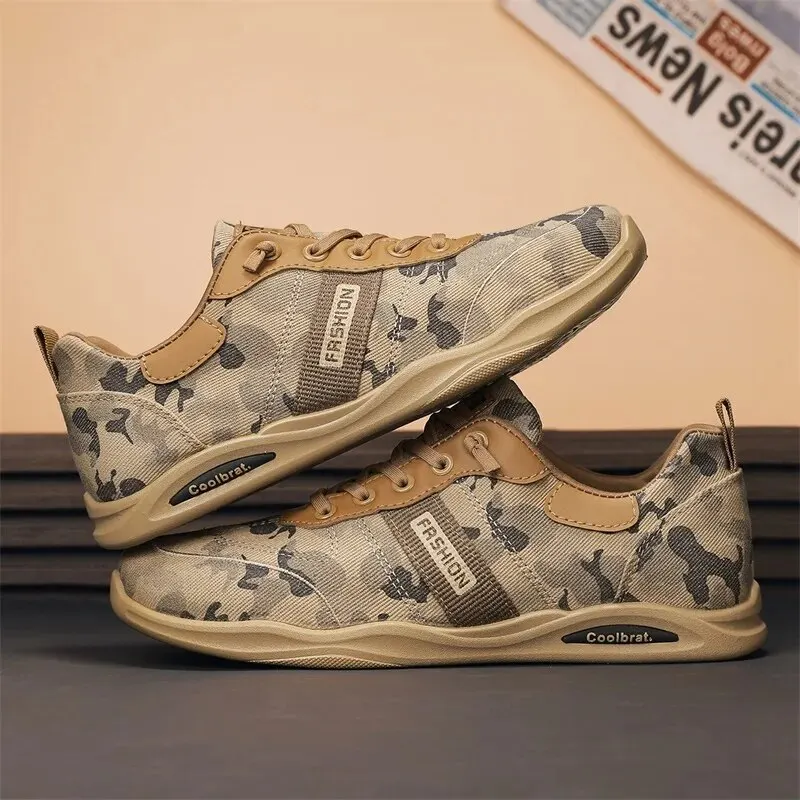 Spring Men's Shoes Construction Site Work Leisure Men's Anti Slip Cloth Shoes with One Step Camo Release