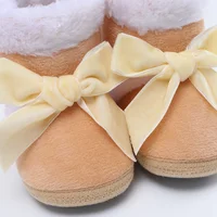 Newborn Baby Boots Shoes baby Girl Shoes Bow Plus Velvet Cotton Toddler First Walkers Booties Cotton Warm Infant Crib Boots 3