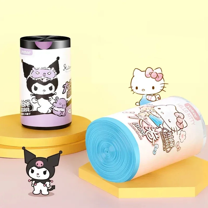 100pcs Sanrio Kawaii Hello Kitty Garbage Bag Cartoon Household Thickened Drawstring Portable Garbage Bag Kitchen Waste Storage degree rotating cartoon water strainers kitchen faucet saving water sprayers quality colanders water saving faucet