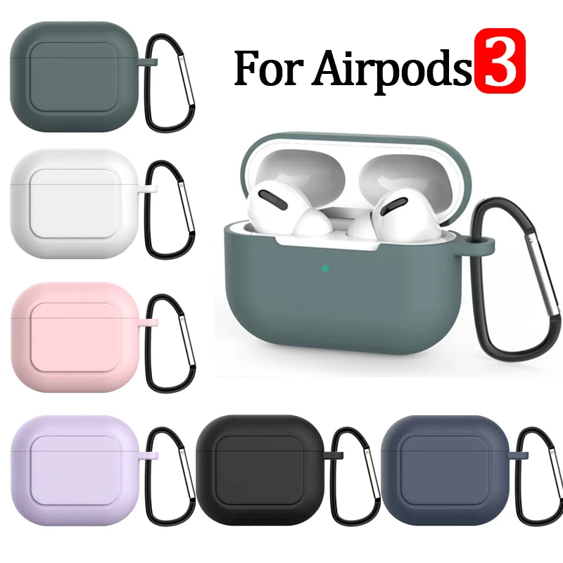 

Silicone Case for Apple AirPods 3 Wireless Bluetooth Headphone Cover with Hook All Inclusive Anti-Drop Soft Case for Airpods 3