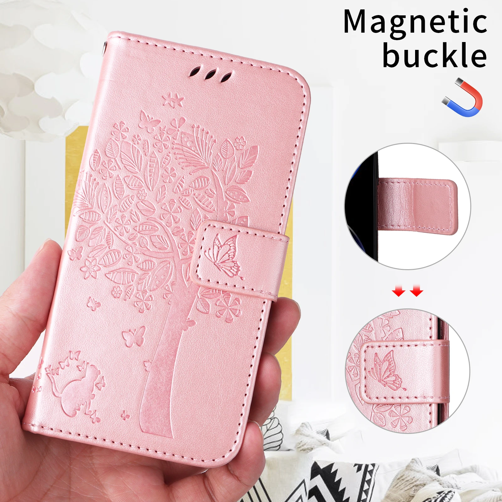 Kickstand Wallet Leather Case with RFID Blocking Layer Protect