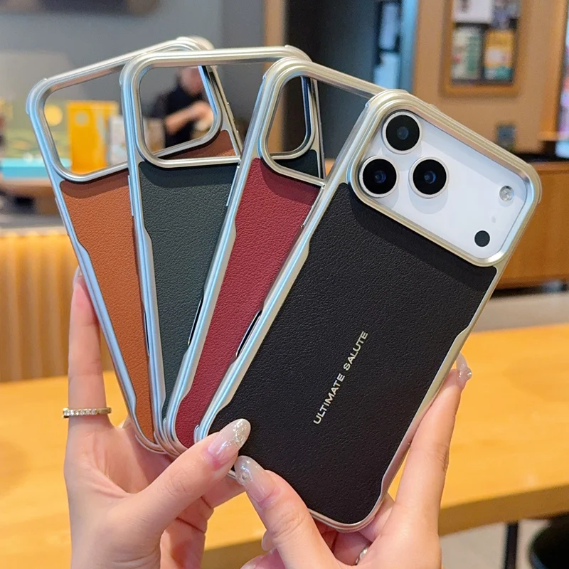 Magnetic Luxury PU Leather Shockproof Case with Metal Frame Protection