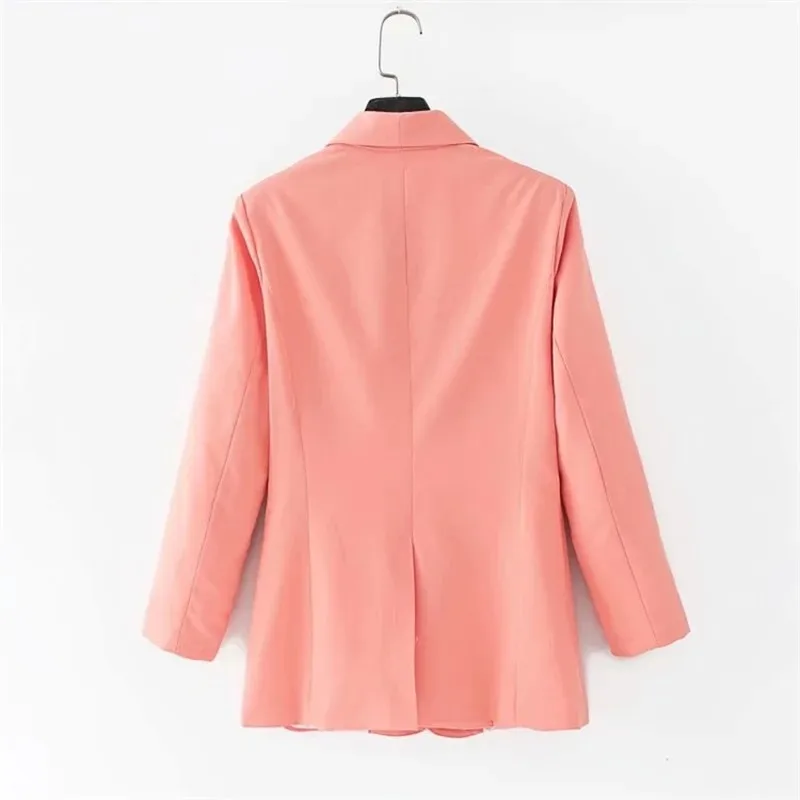 All-Match Solid Colors Blazer Suit Women Pink Casual Commute Office Blazer Mid Length Single Button 2023 New Autumn Winter Coats