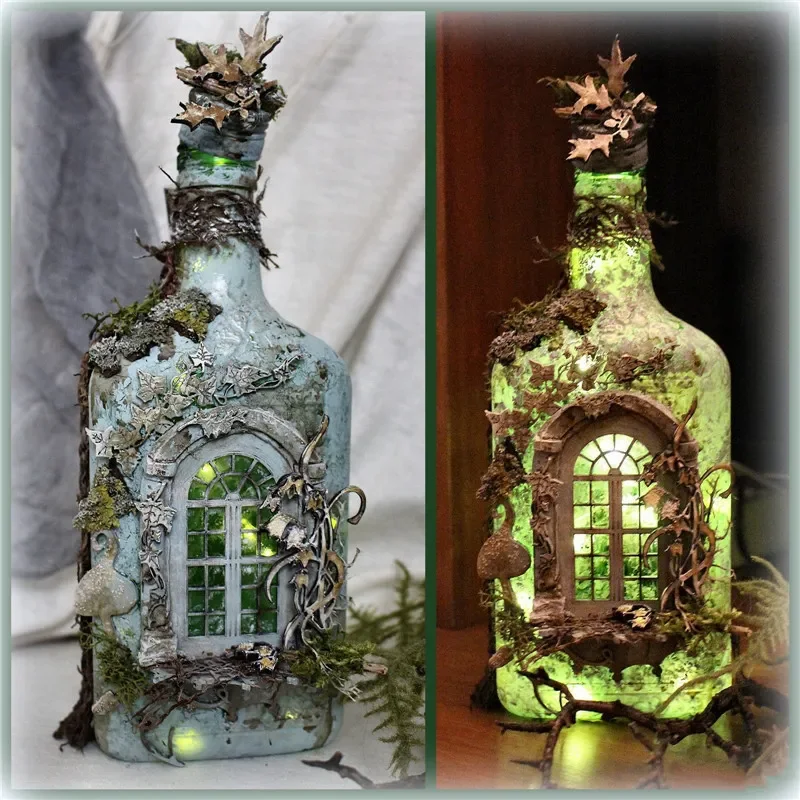 

Retro Mysterious Forest Fairy Angle Fairy House Luminous Wine Bottle Resin Ornaments Luminous Garden Yard Home Decoration Gift