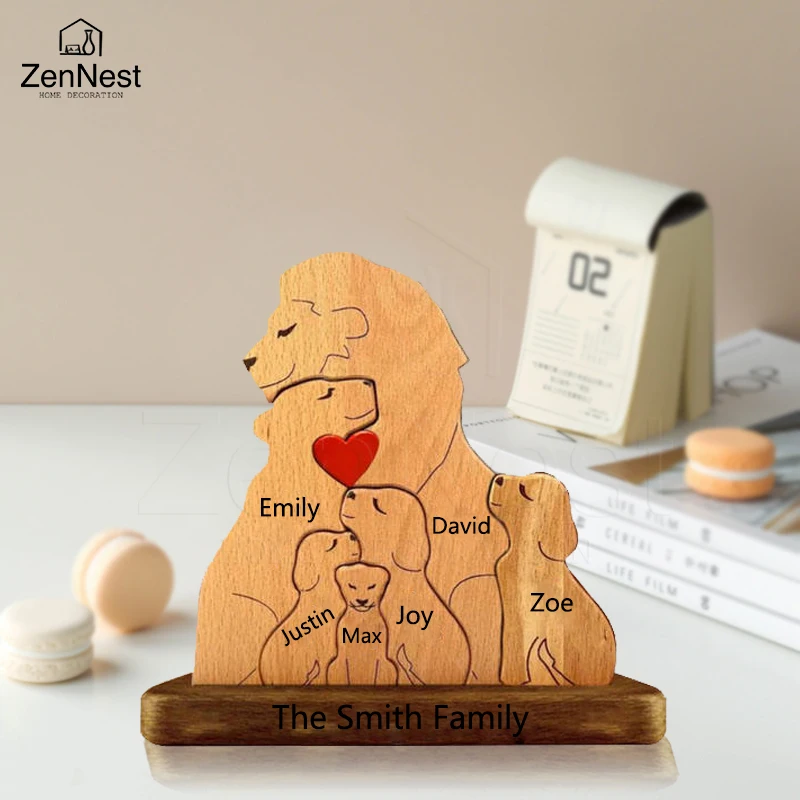 thumbnail image 2 of Rompecabezas familiar de madera Rompecabezas con nombre personalizado Rompecabezas de león de madera Arte Decoración del hogar Navidad Acción de gracias Un cálido regalo para mamá, 2 of 5