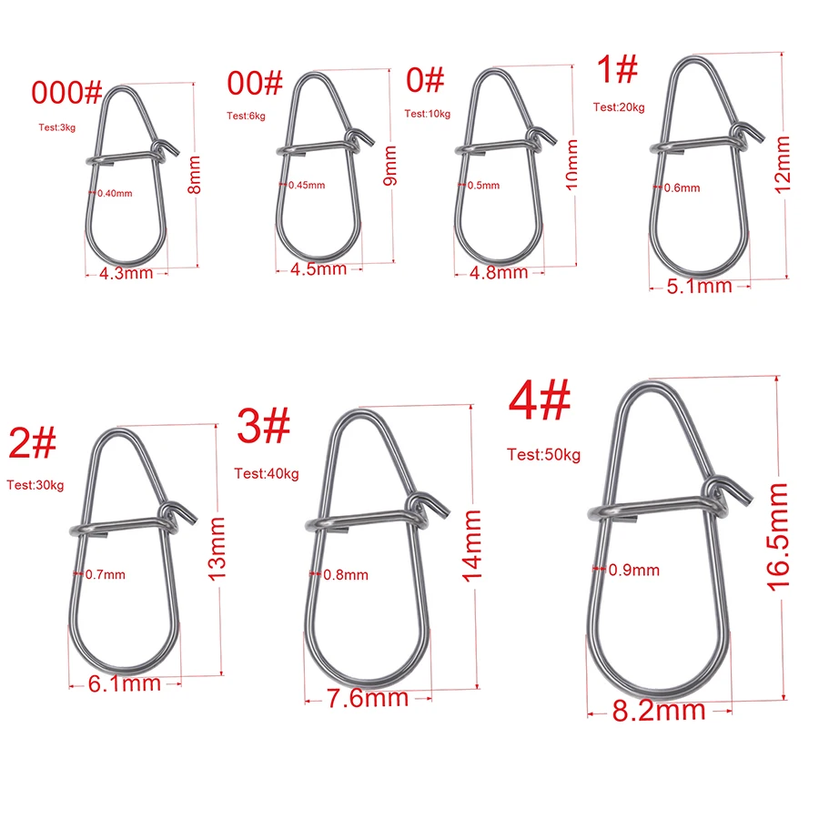 50Pcs Gourd Pin Stainless Steel Hook Swivel Solid Rings Safety Snaps fast Clip Lock Snap Connector Fishing Tool fishing tool