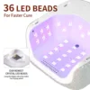 36Leds Diamond Inlaid Nails Dryer Professional UV LED Nail Art Lamp High Power Quick Drying LCD Touch Light Curing All Gel 4