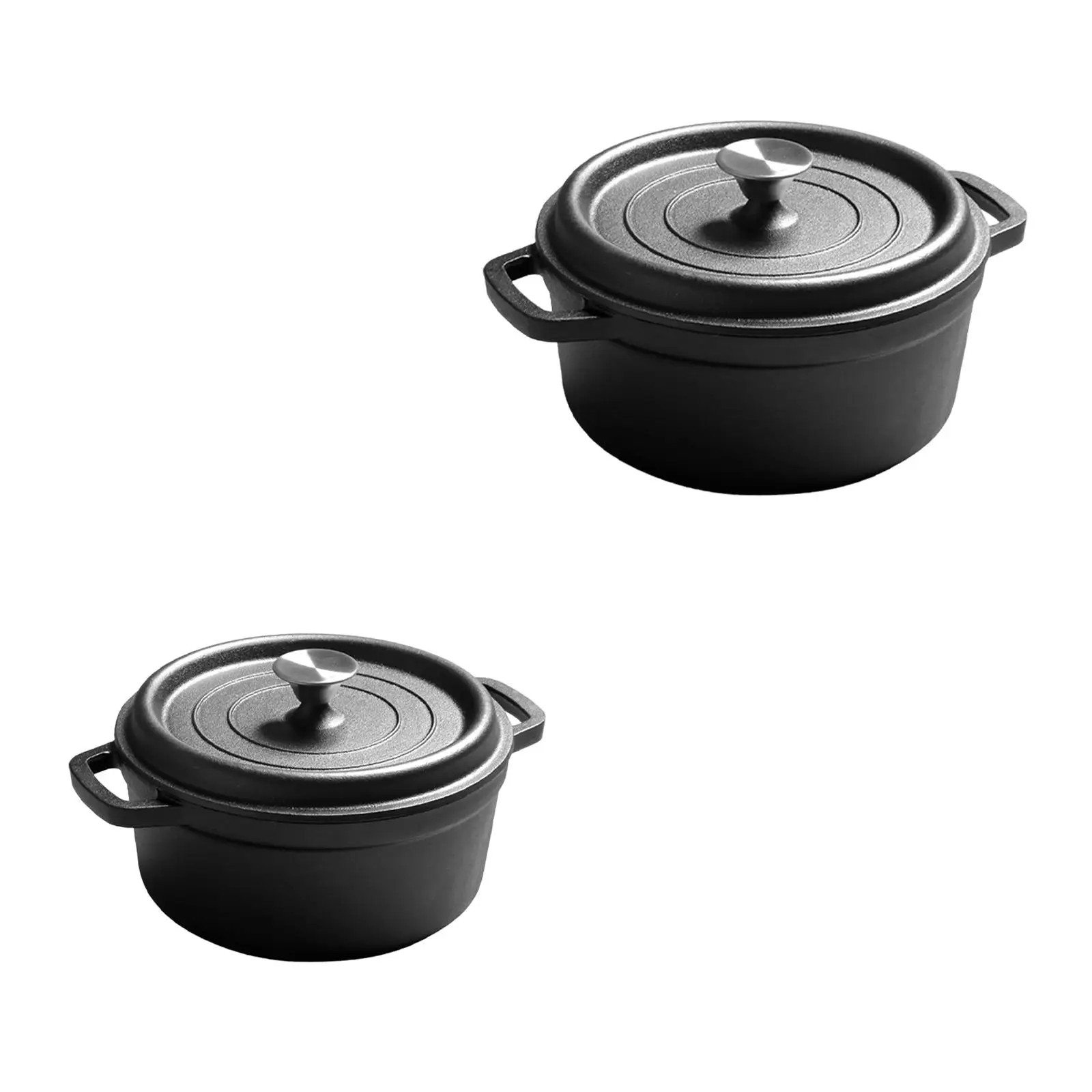 Cast Iron Dutch Oven Pot Easy Clean Cooking Pot Multipurpose Kitchen Cookware Double Ear for Bread Frying Kitchen Camping Gifts