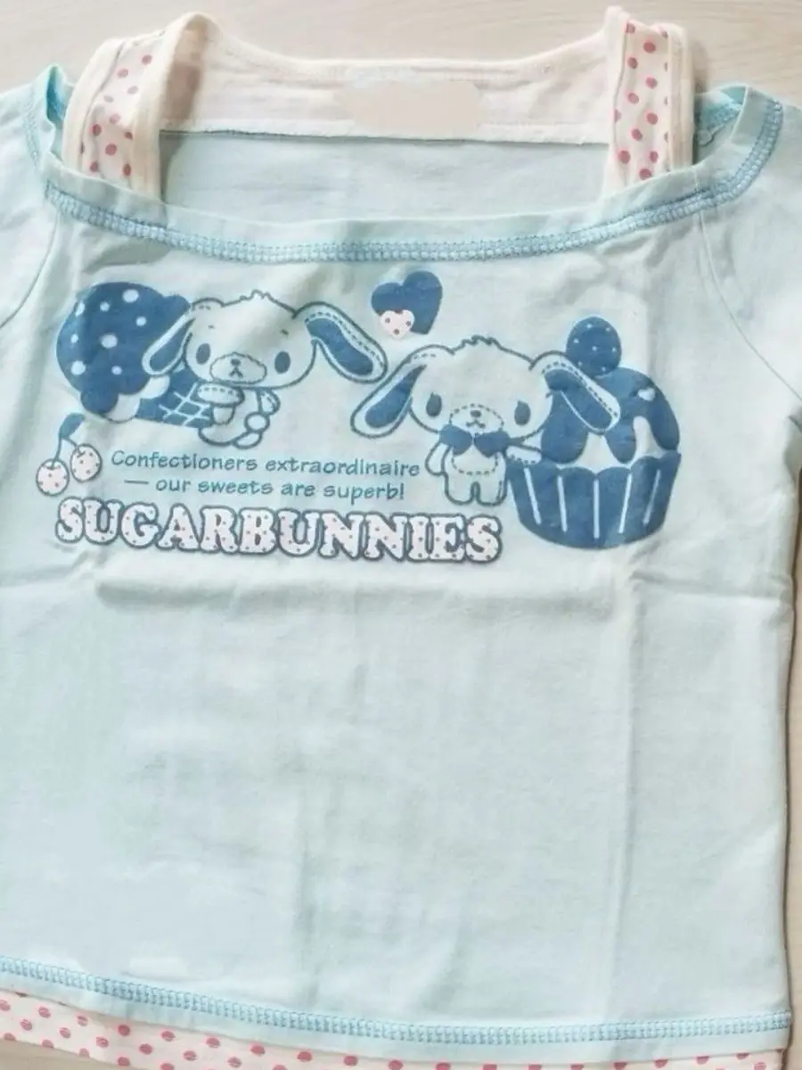 Cute Sweet Japanese Sle ort Sve T-irt with Apron Design Dert Rabbit Print Girls Top Summer Faion Casual Wear