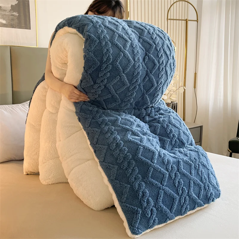 

Super Thick Warm Comforter For Winter Polyester Sherpa Blanket for Bed Weighted Blanekts Warm Quilted Comforters edredones