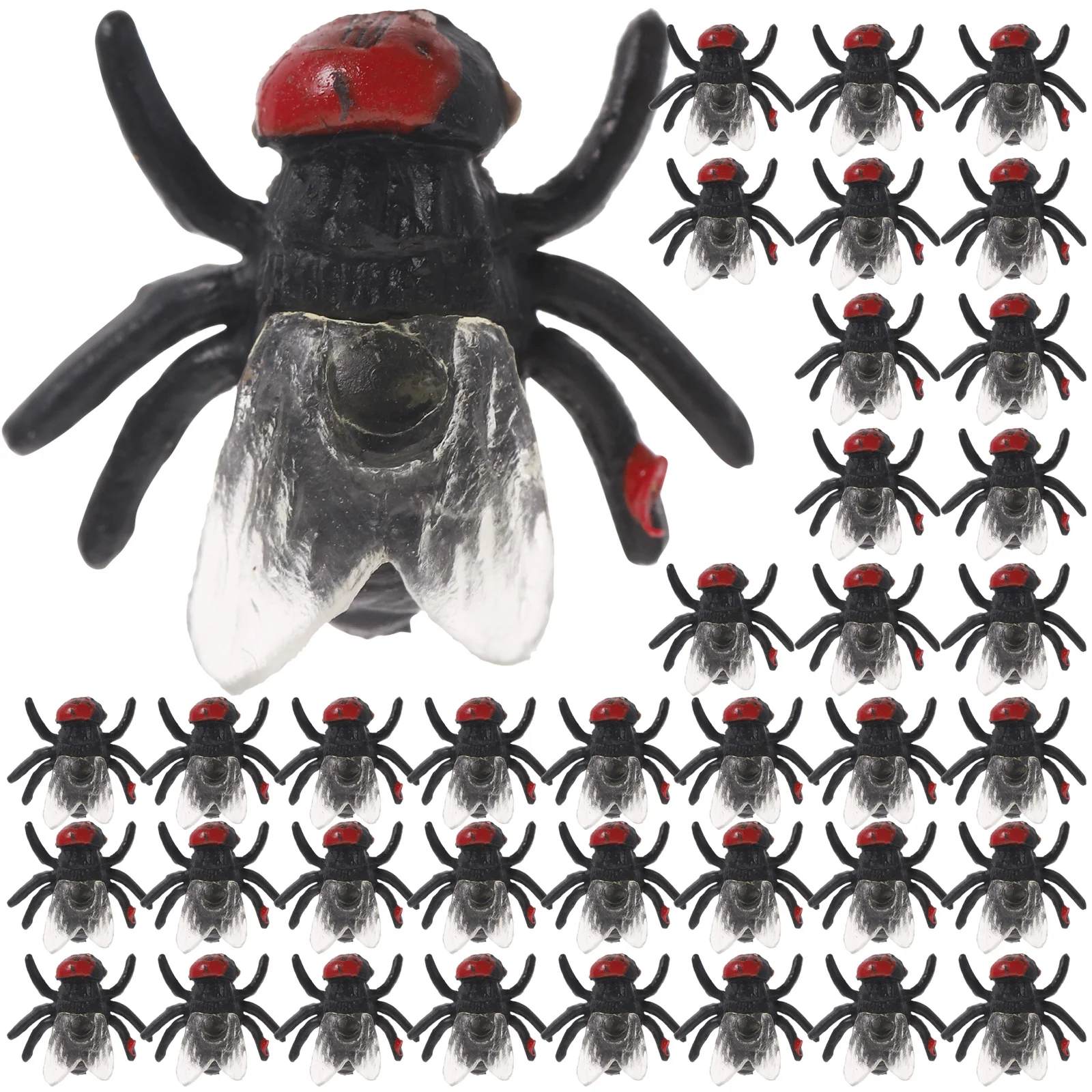 50 Pcs Fake Fly Prop Plastic Scary Insect Trick Halloween April Fools Day Decor GagsHaunted House Toys Novelty Props