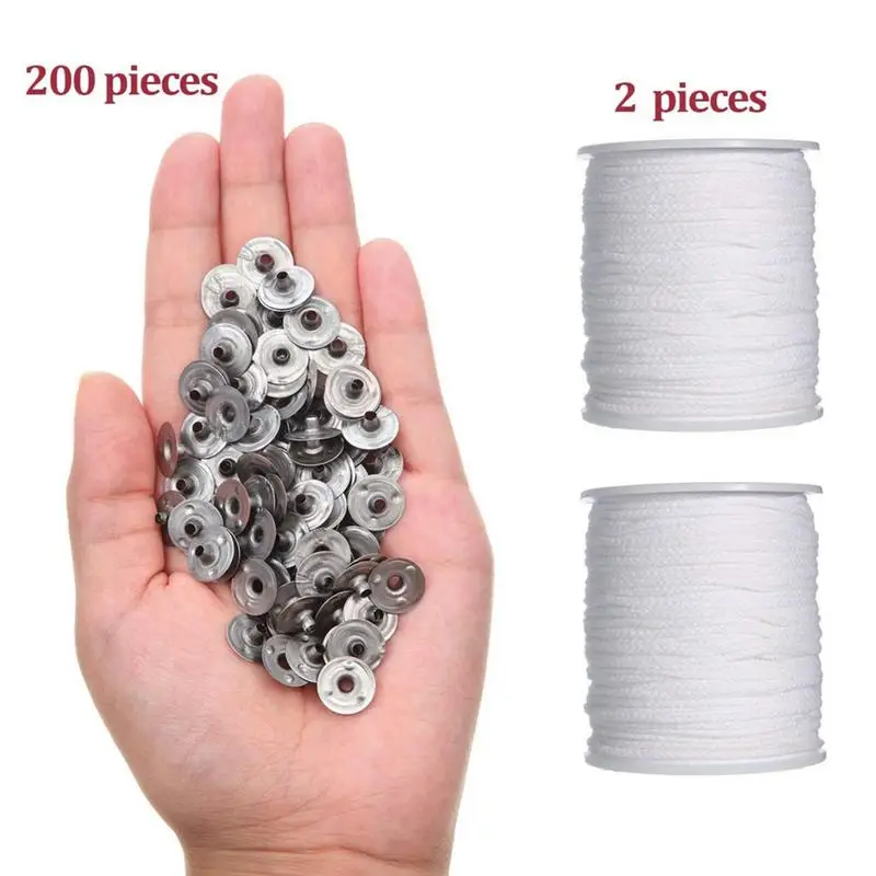 Cotton Wicks For Candles 2rolls Braided Wick Spool 61m / 200ft Wicks Candle  DIY Craft Making Supplies With 200pcs Metal - AliExpress