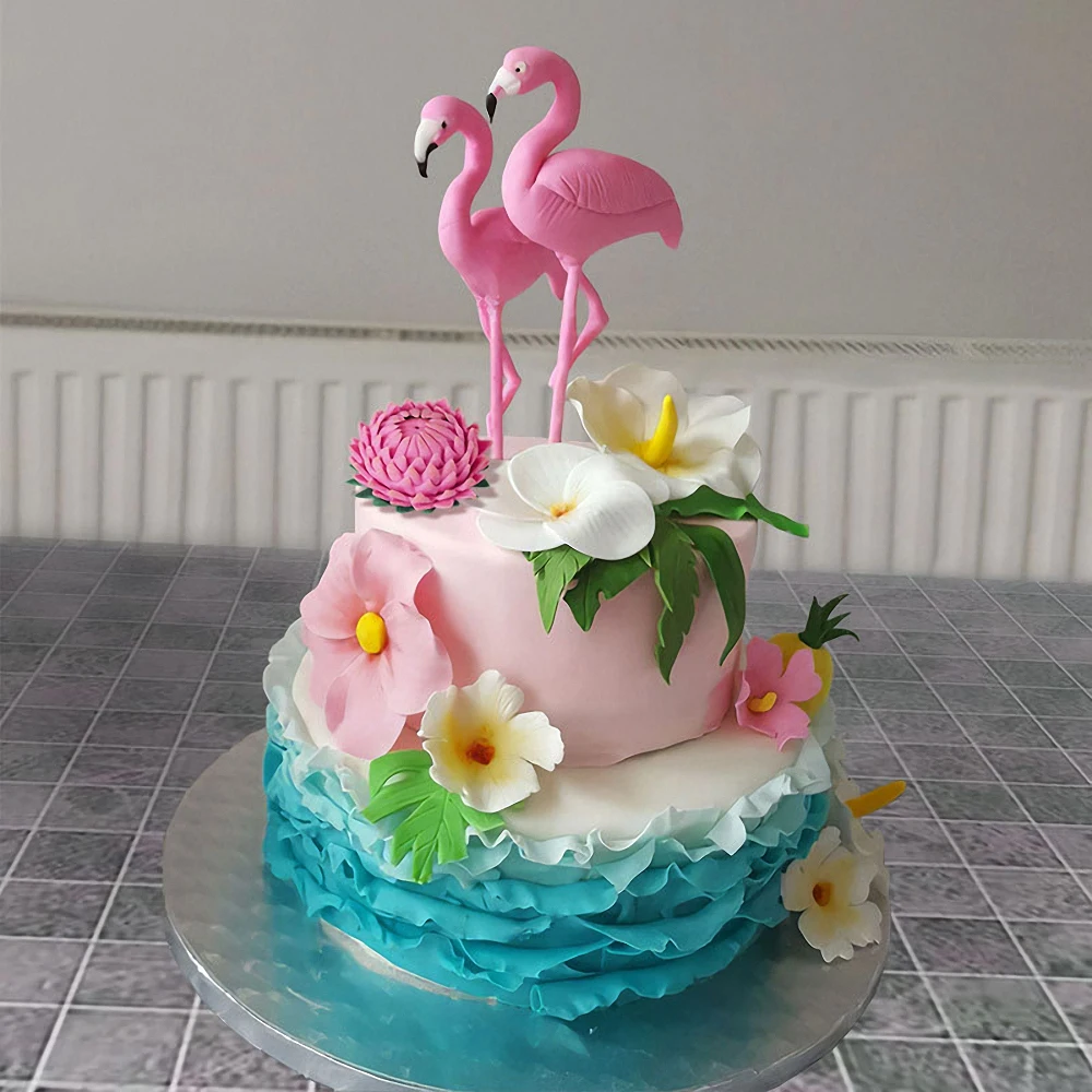 Tropic Flamingo Cake Topper Decorazione Cute Flamingo Party Kids Birthday Decor Regali Hawaii Hawaiian Wedding Party Decoration