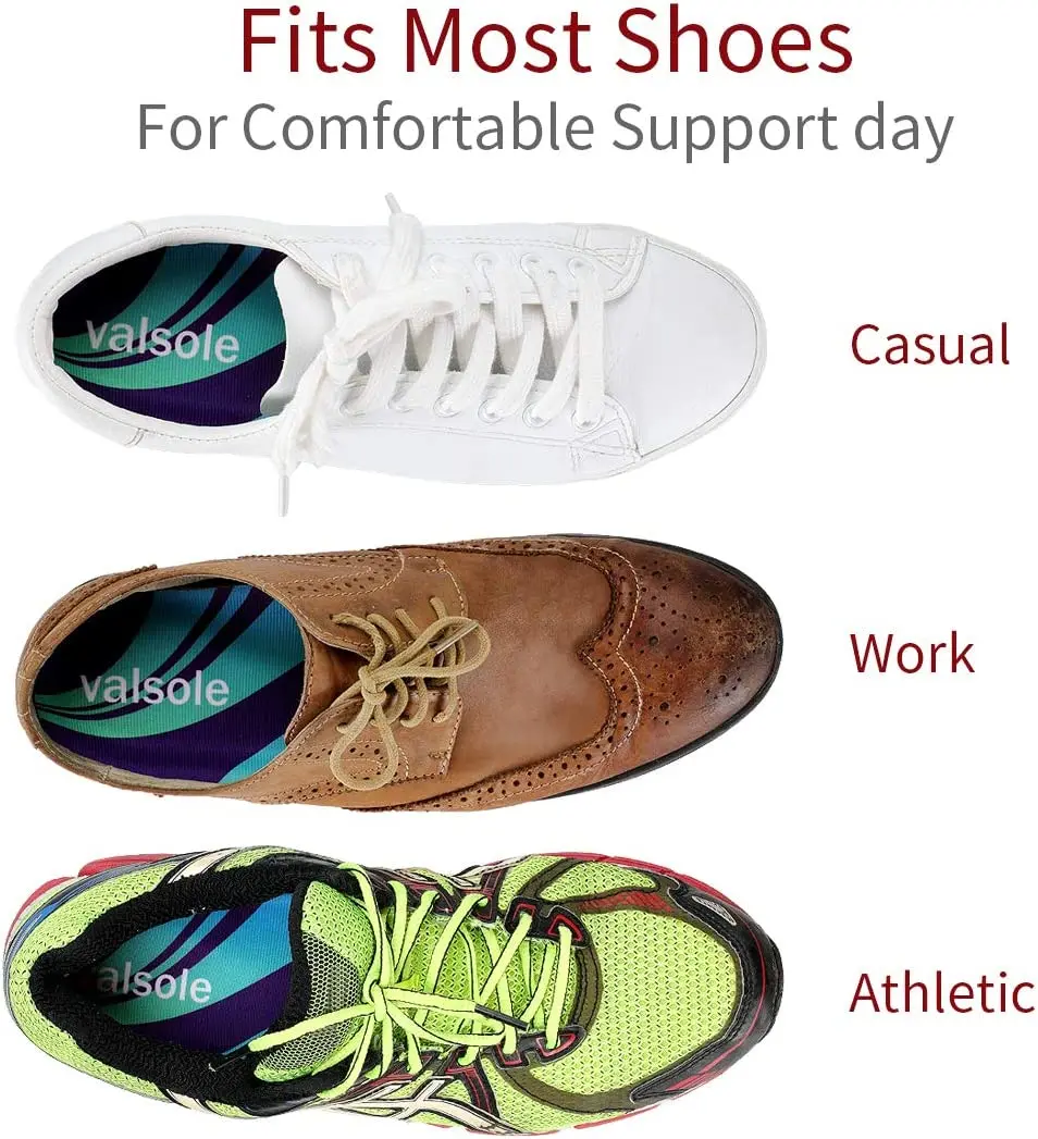 Valsole 3/4 Length Plantar Fasciitis Arch Support Shoe Inserts Insole Best Original Orthotics For Flat Feet Over Women And Men