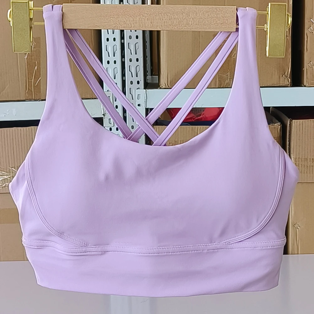 Solid color women's U-shaped cross back sports bra, fitness exercise yoga sports bra, tight fitting training, jogging soft belt