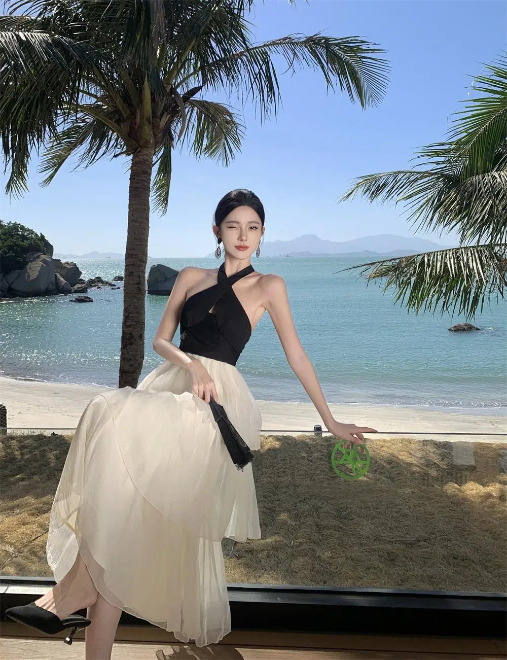 Elegant Patchwork Ruffles Cake Dresses for Women Halter Sleeveless Backless Evening Party Dress Prom A-line One Piece Vestido