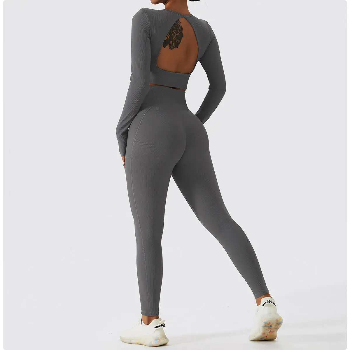 

Yoga Sets 2PCS Sport Workout Clothes Femme Rib Activewear Set Girls Seamless Fitness Suit Athletic Wear Women Seamless Gym Set