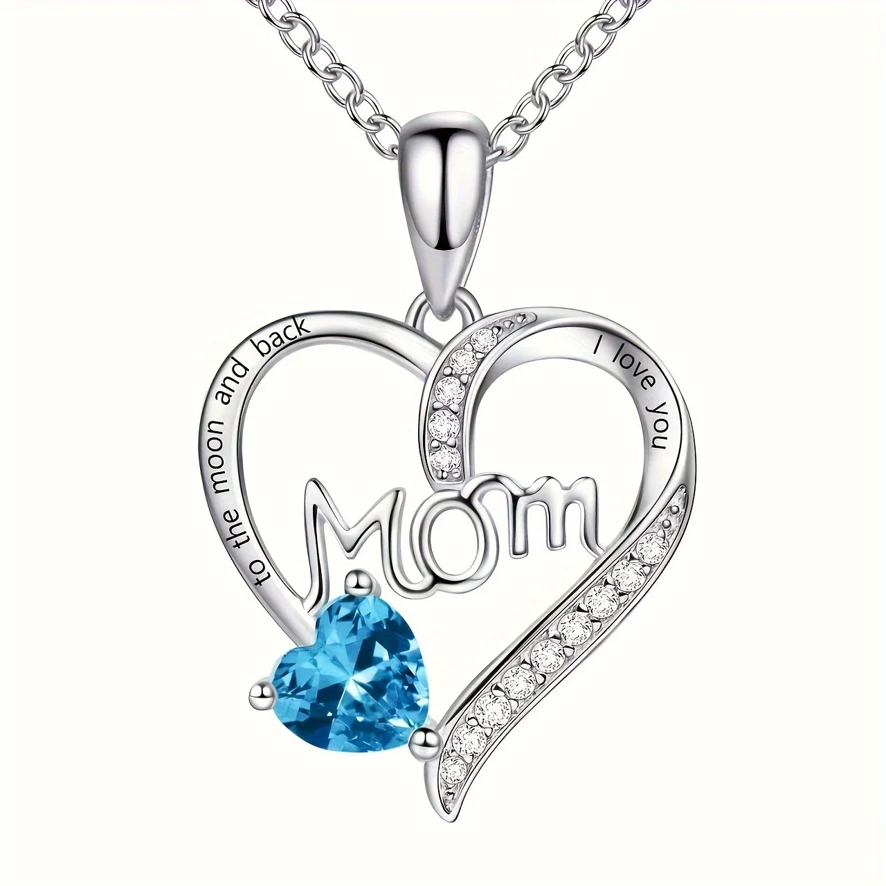 Heart-Shaped Rhinestone Engraved Necklace - Perfect Mother's Day Gift