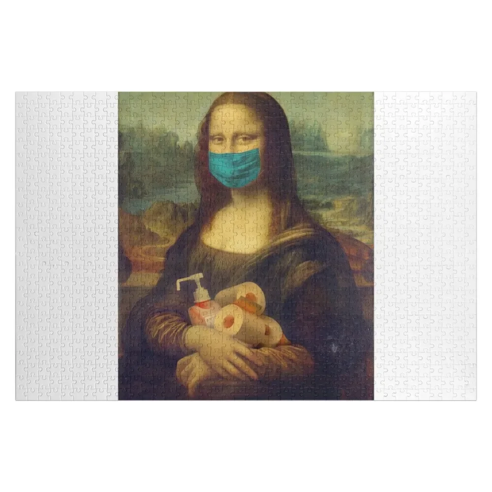 

Mona Lisa wearing Facemask in Pandemic Jigsaw Puzzle Baby Wooden Customized Kids Gift Personalized Toy Picture Puzzle