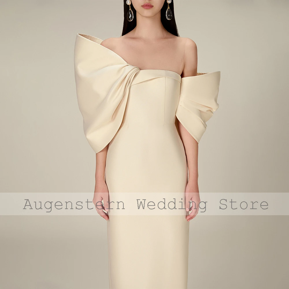 Cocktail Dress Elegant Cocktial Gowns for Women Off the Shoulder Tea Length Cocktail Dresses Midi Champagne Sheath Simple Party Dress