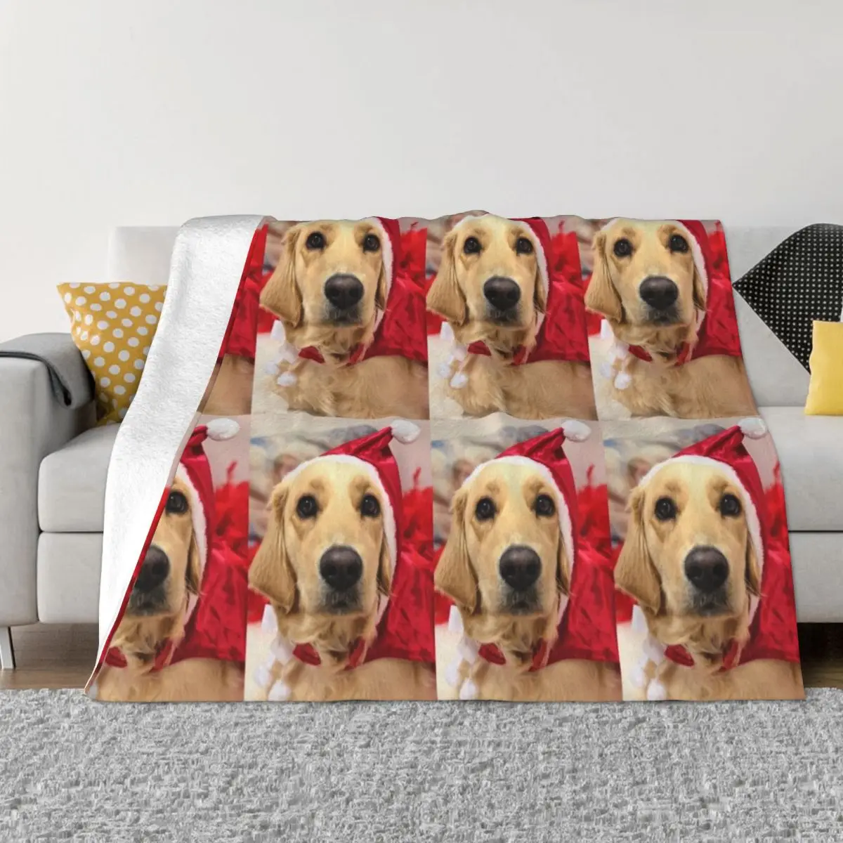 Golden Retriever Santa Puppy Happy Christmas Throw Coperta Grandi Coperte Del Venerdì