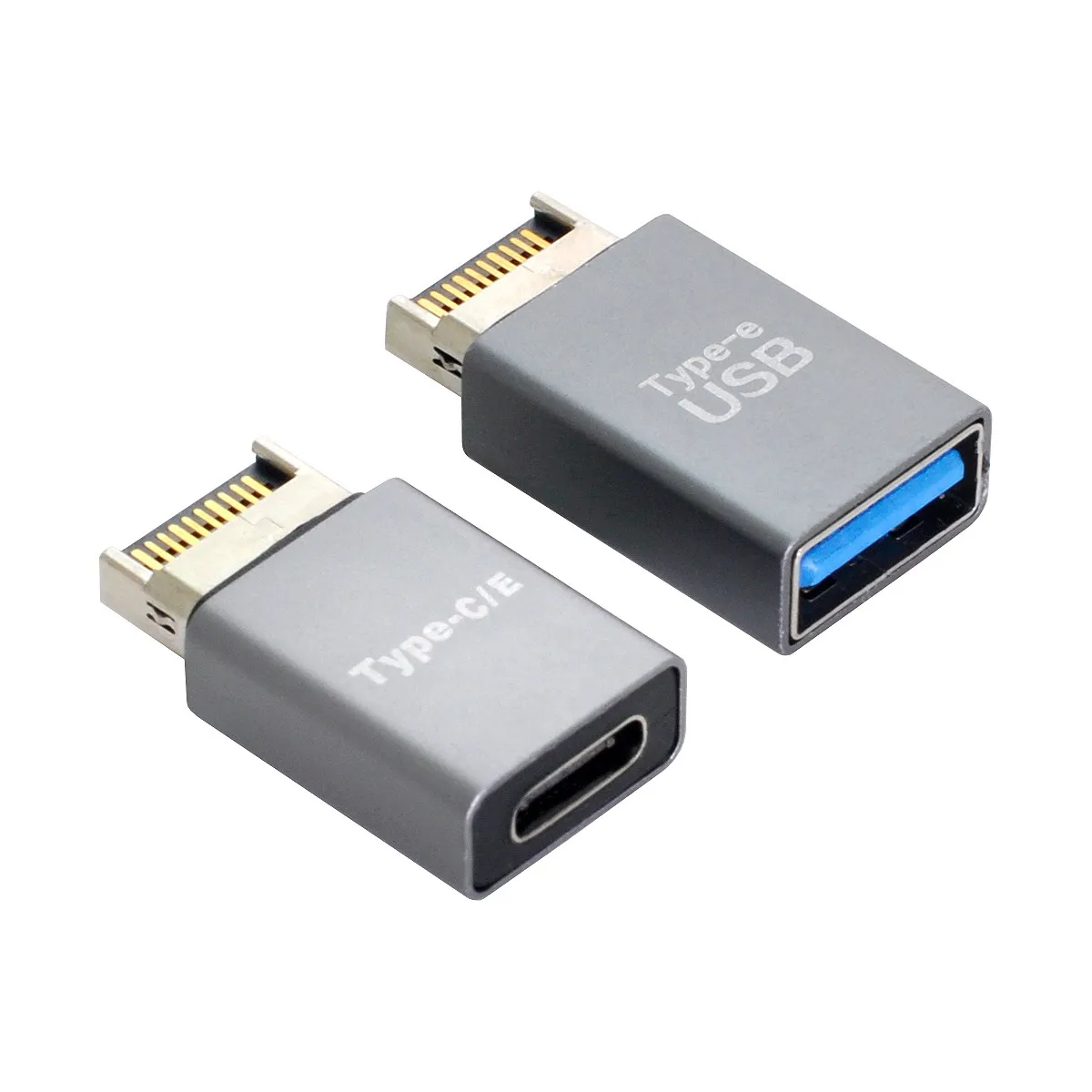 

Header Male Type-E to 2pcs USB-C Adapter Type-A & Type-C USB 3.1 Front Panel