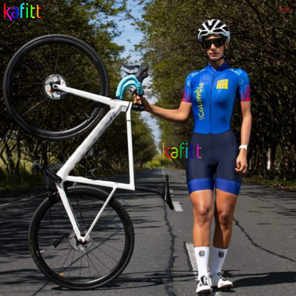 

Blue Couple Jumpsuit Colombia Monkey Cycling Man Summer Bike Jersey Women's Cycling Clothes