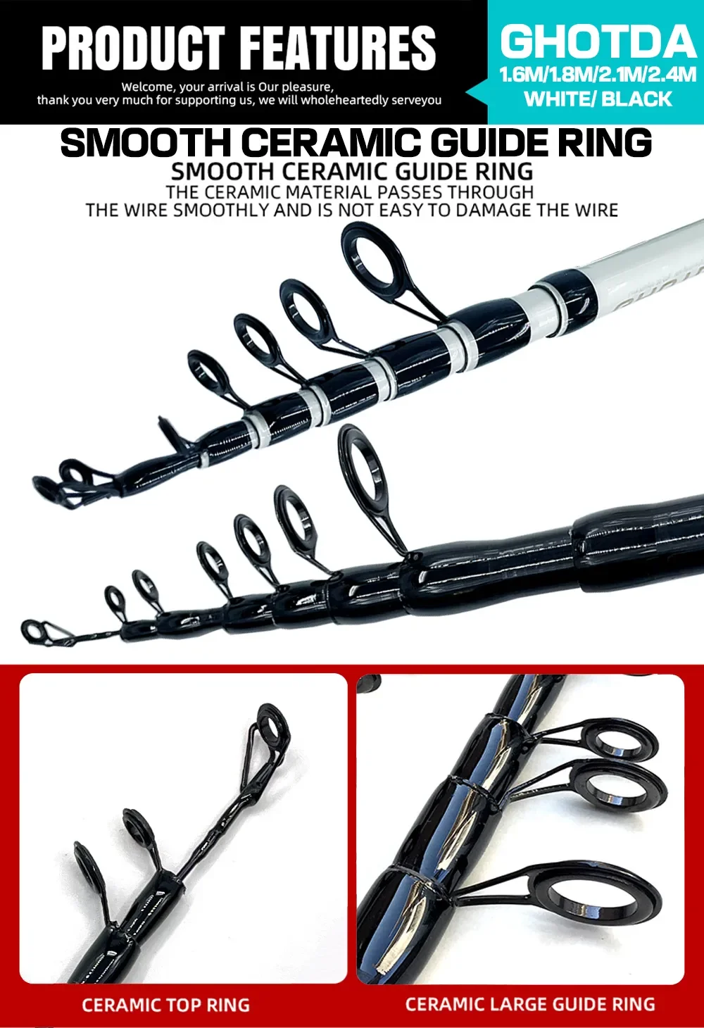 Fishing Rod and Spinning Reel Combo Set for Freshwater 1.6-2.4M