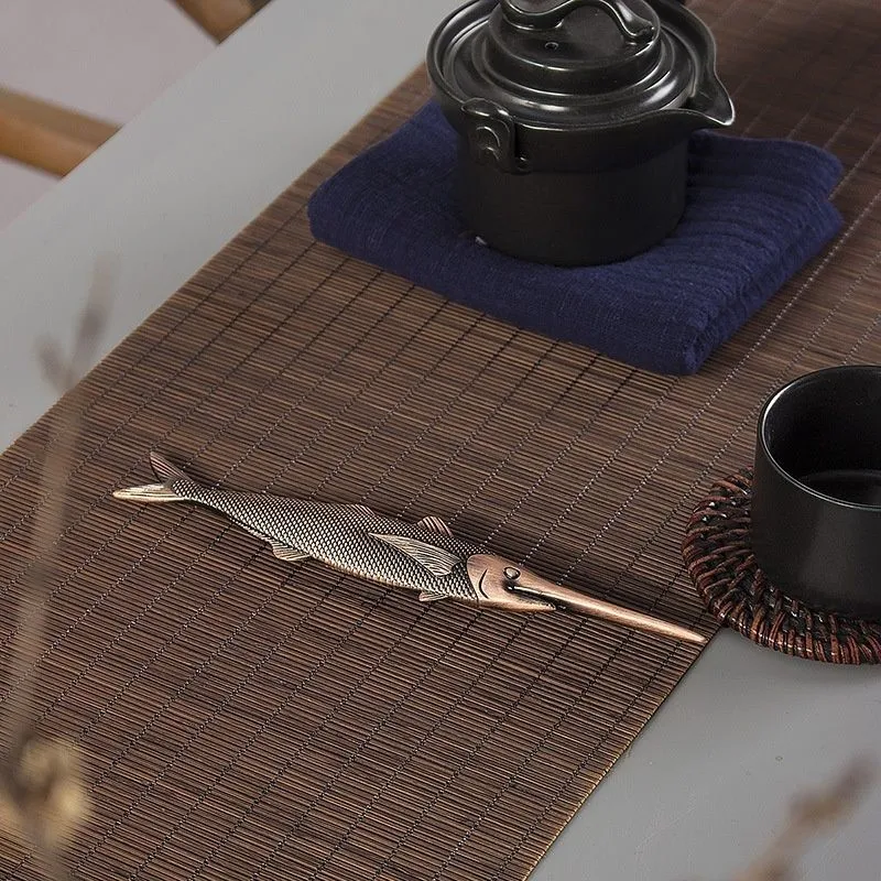 Copper Fish Shaped Copper Alloy Tea Knife Household Pu Erh Tea Needle Tool Accessories Cake Splitting Needle ZE991
