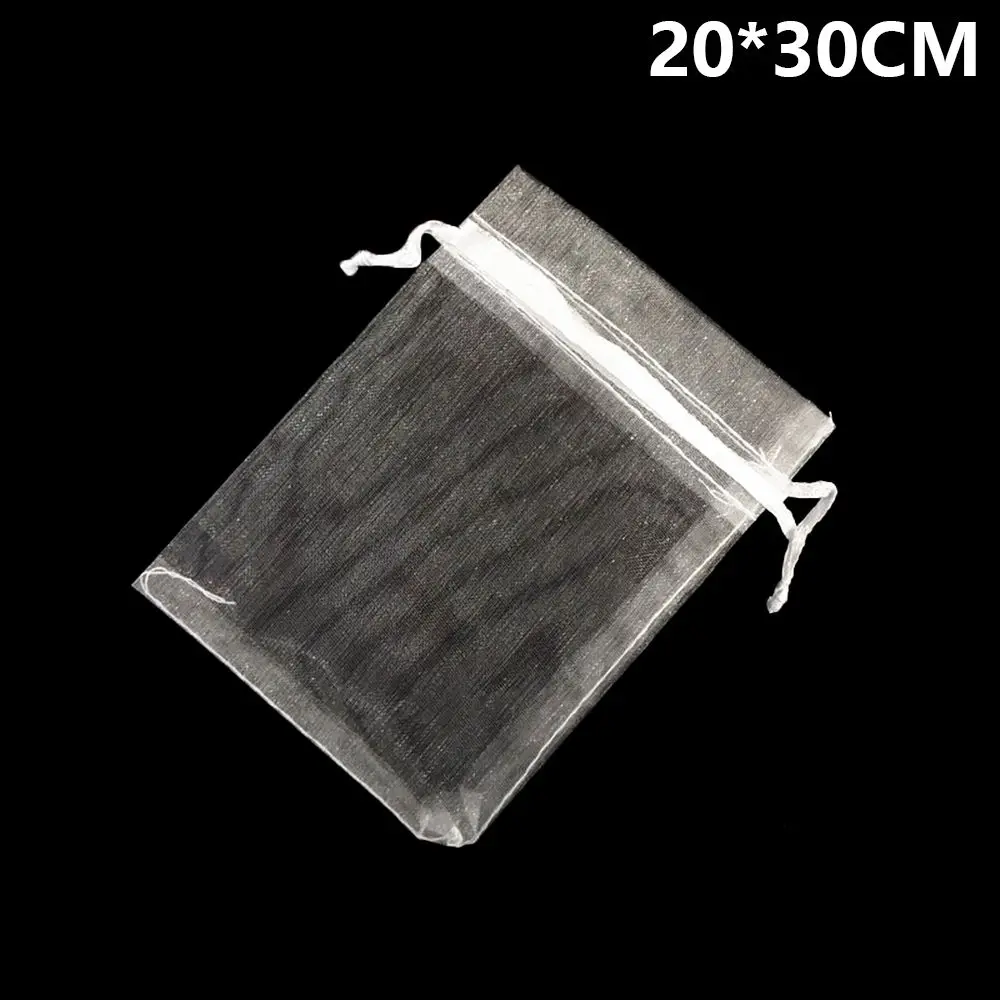 thumbnail image 1 of 25/50 piezas de bolsas de organza con cordón para regalo, para fiestas, regalos de Navidad, joyas, embalaje, color blanco, 1 of 5