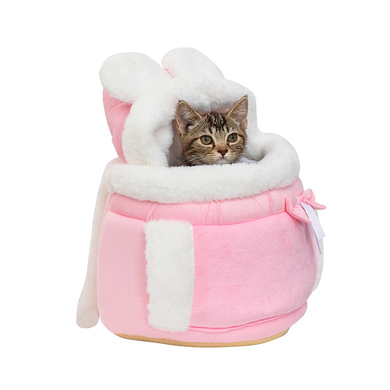 Pet Backpack Carrier with Pocket Plush Dog Front Backpack Warm Cat Front Carrier with Hooded for Outdoor