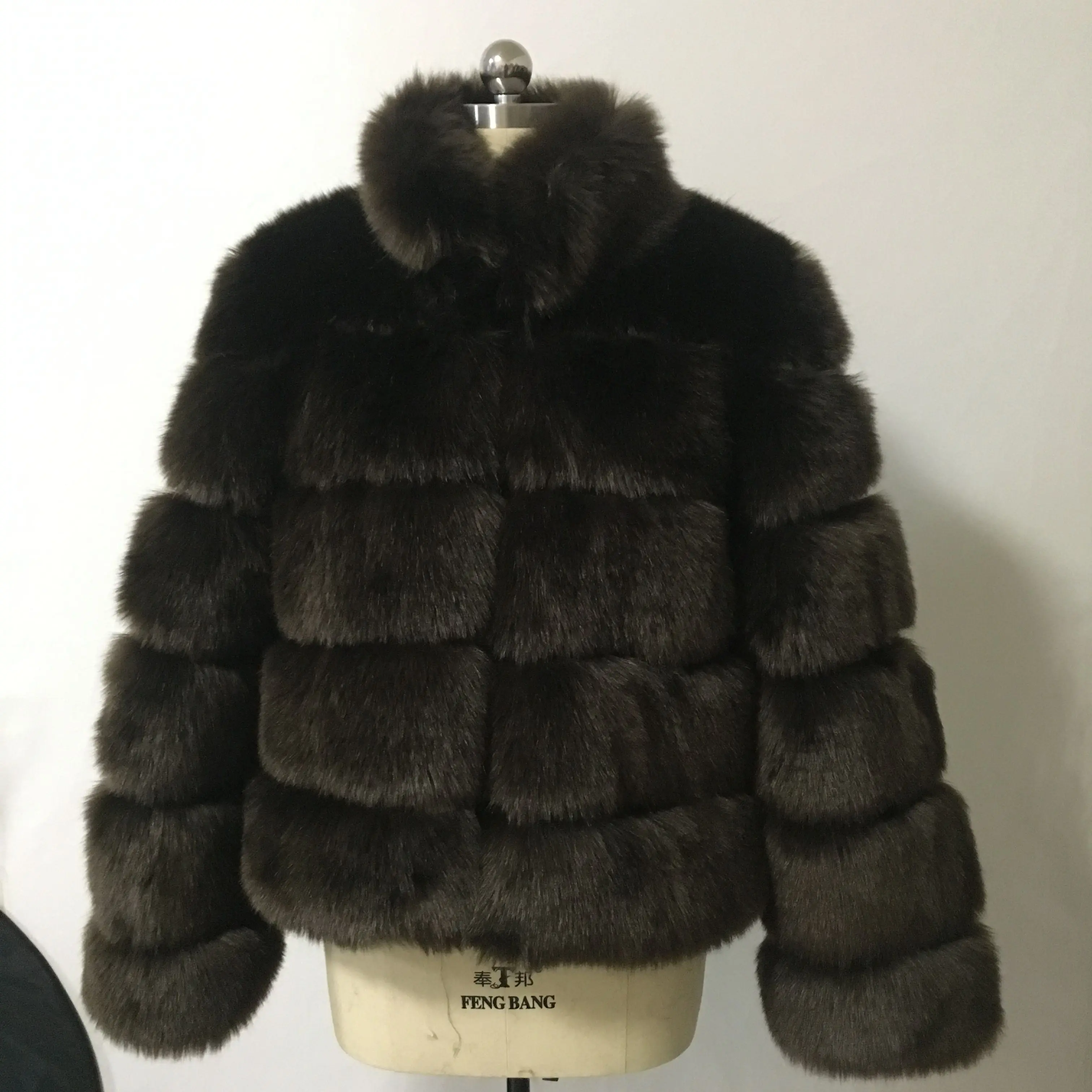 Hot style lady faux fox fur coat factory directly sell best quality with best price long sleeves with collar long down coat