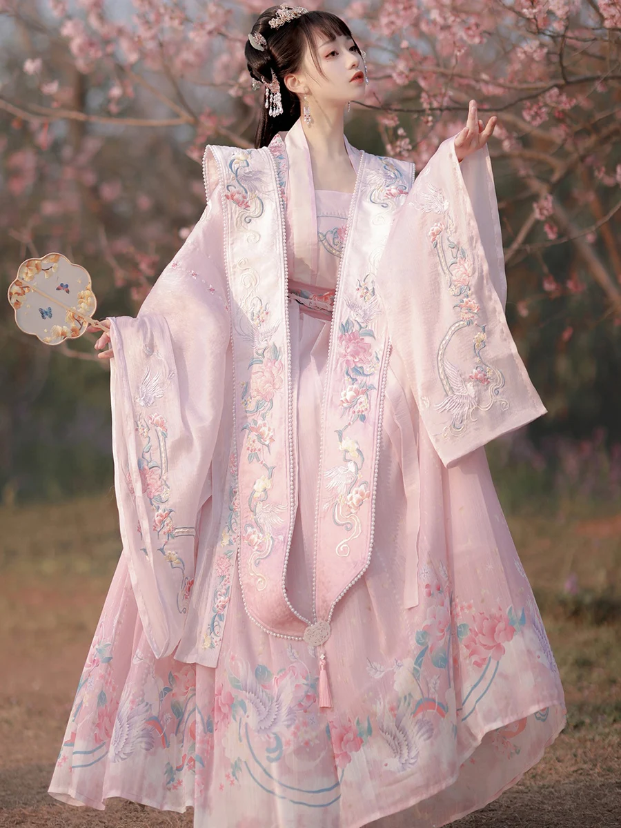 

Genuine Song made Hanfu with bird songs and fragrant flowers elegant Chinese style, Xiapei, ancient costume EMBROIDERY HANFU
