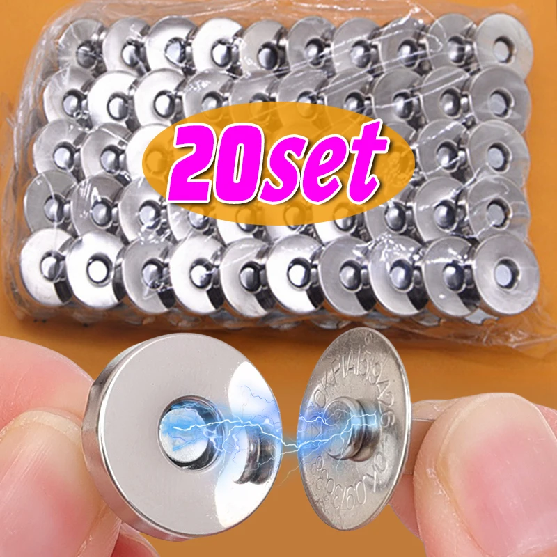 Magnetic Snap Fasteners Clasps Buttons 20sets/lot Handbag Purse Wallet Craft Bags Parts Accessories Adsorption Buckle 14mm 18mm