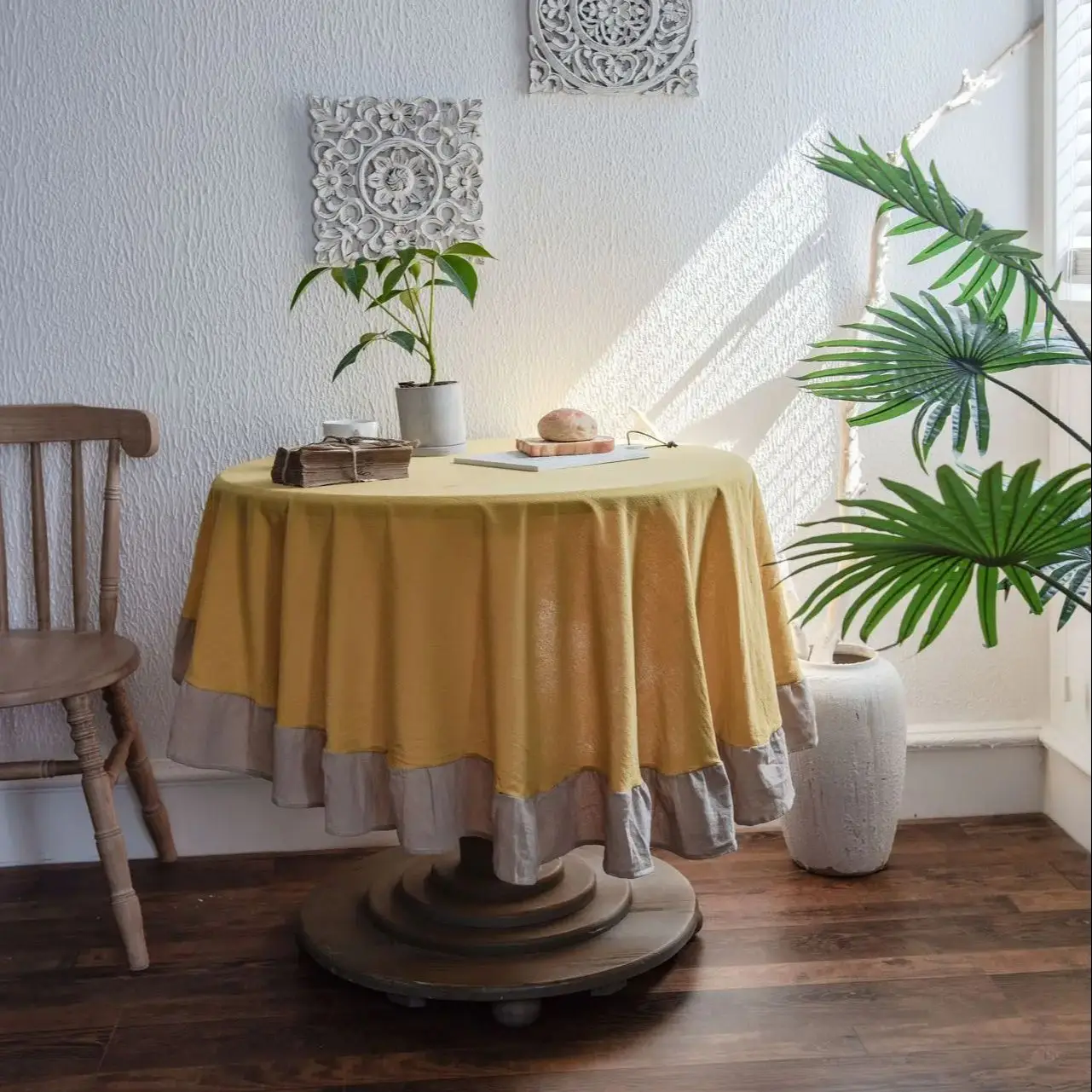 French Romantic Ruffle Cotton Linen Tablecloth - Retro Party Decoration