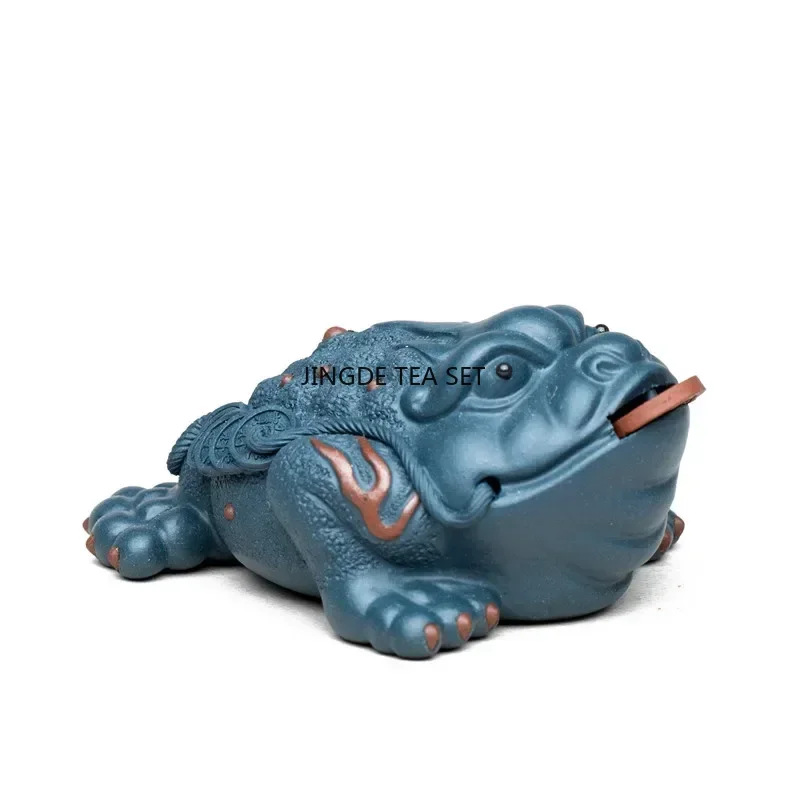 Premium Purple Clay Tea Pet Lucky Golden Toad Statue Tea Carving Accessories Tea Set Decoration Accessories