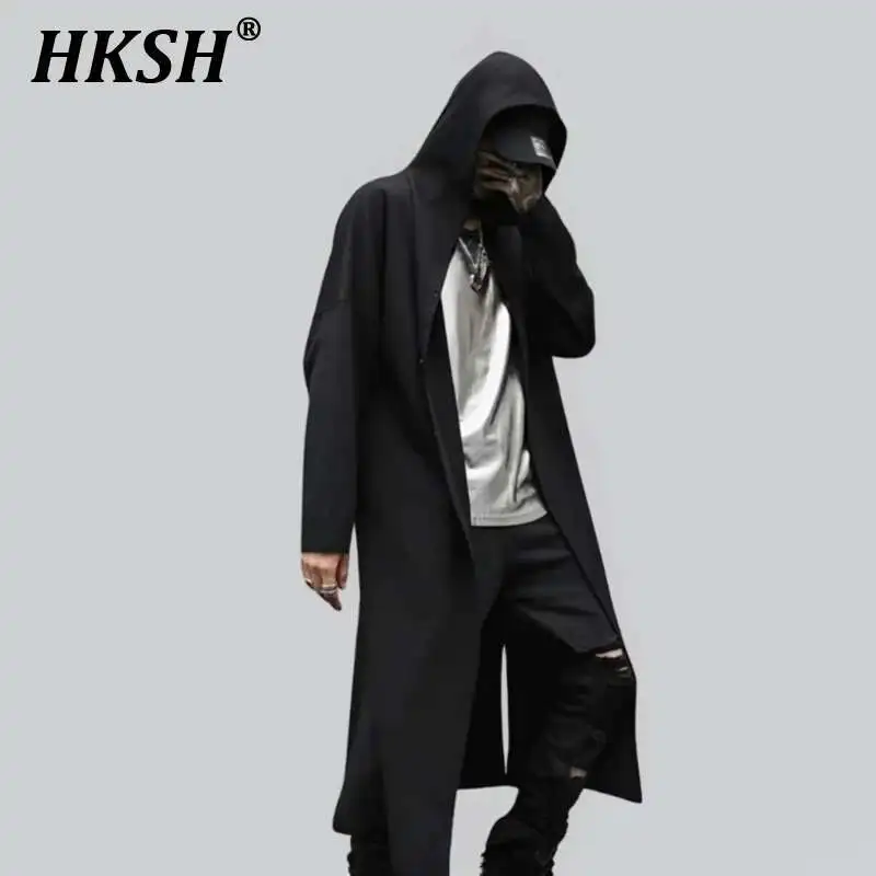 HKSH Spring Autumn New Men Tide Darkwear Halloween Cosplay Windbreaker Cloak Wizard Witch Punk Fashion Hooded Chic Trench HK4020