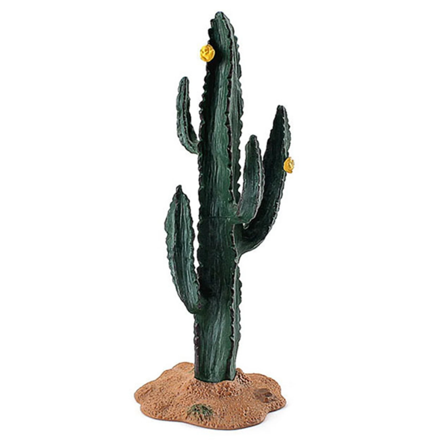 BAAU 6X Simulation Green Plant Cactus Tree Baobab Model DIY Scene Props for Cognitive Toys Small Yellow Flower Cactus