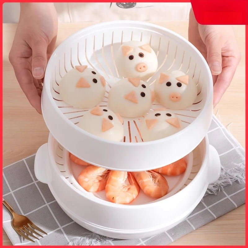 Microwave Steamer food-grade Dish Heating Steamer Box Steamed Steamed Bun multi-function Box microwave oven box