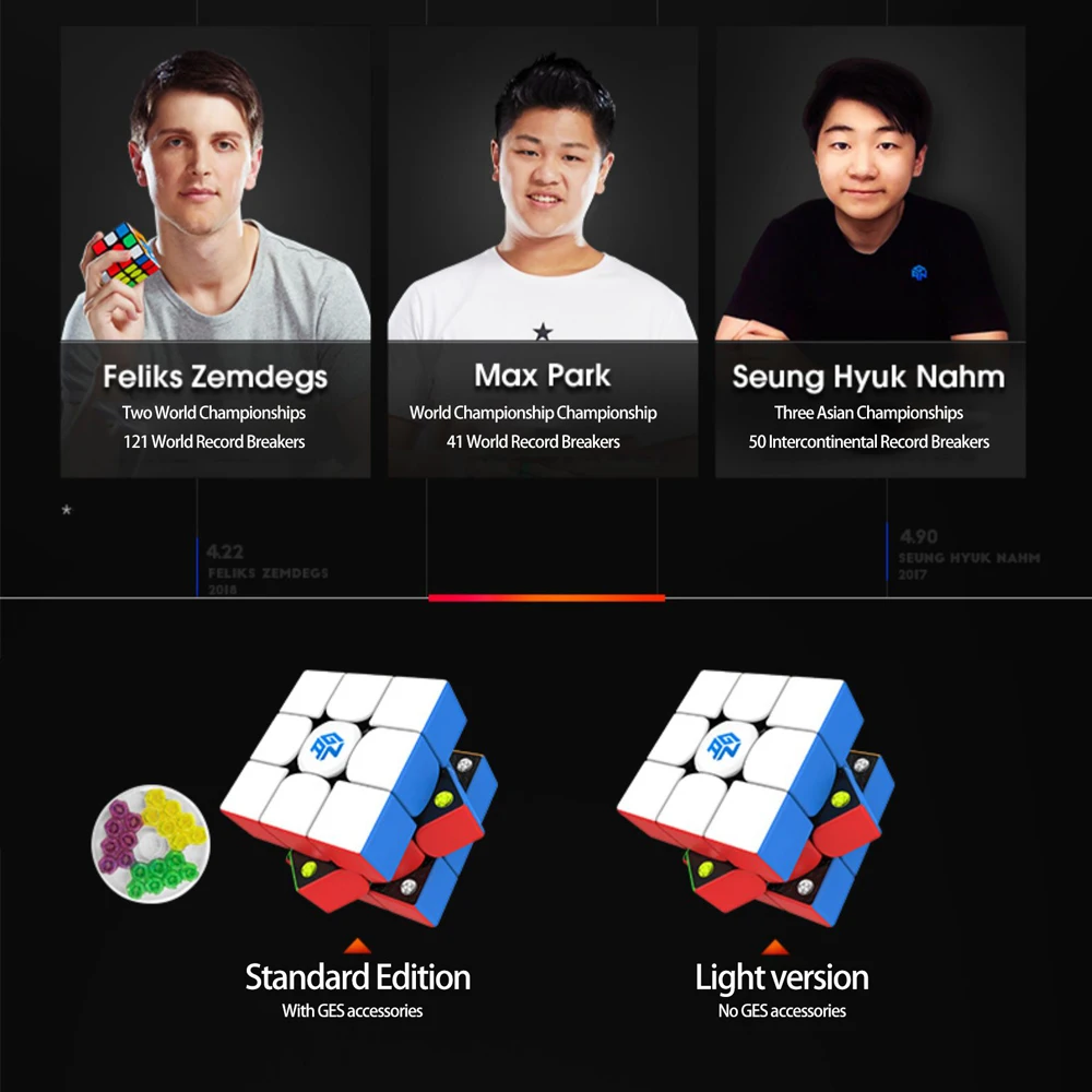 GAN 356M 3x3x3 자기 매직 스피드 큐브 스티커리스 Gan 356 M 전문가용 피젯 토이 큐보 마히코 퍼즐