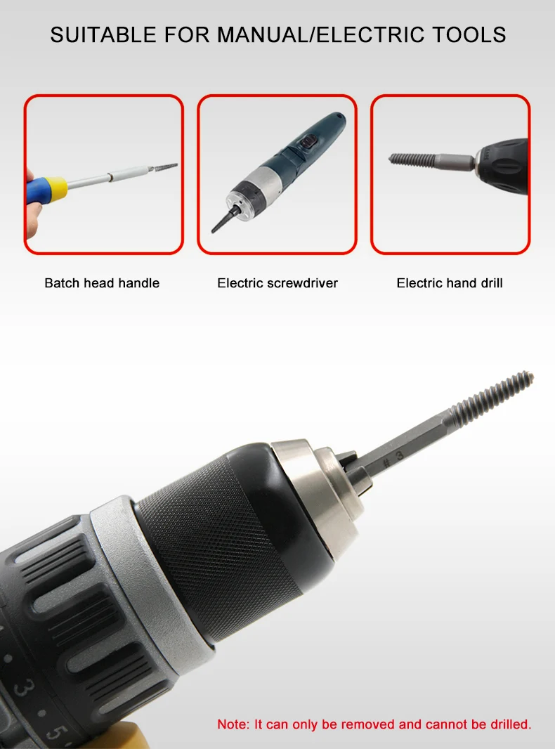 5PC Hexagonal Handle Broken Head Screw Extractor Power Tool Accessory Hexagonal Broken Thread Extractor Thread Set Image 4