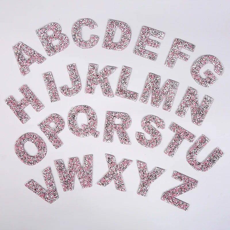 Description Picture 4 of item1PC Rhinestone Pink Alphabet Letter Number  Iron On For Clothing Badge Paste For Clothes Bag Shoe DIY Stripes