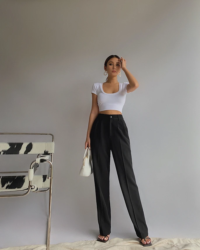 Spring New Office Lady High Quality Elegant Casual Fashion Wide Leg Women Female Pants Hot Sales